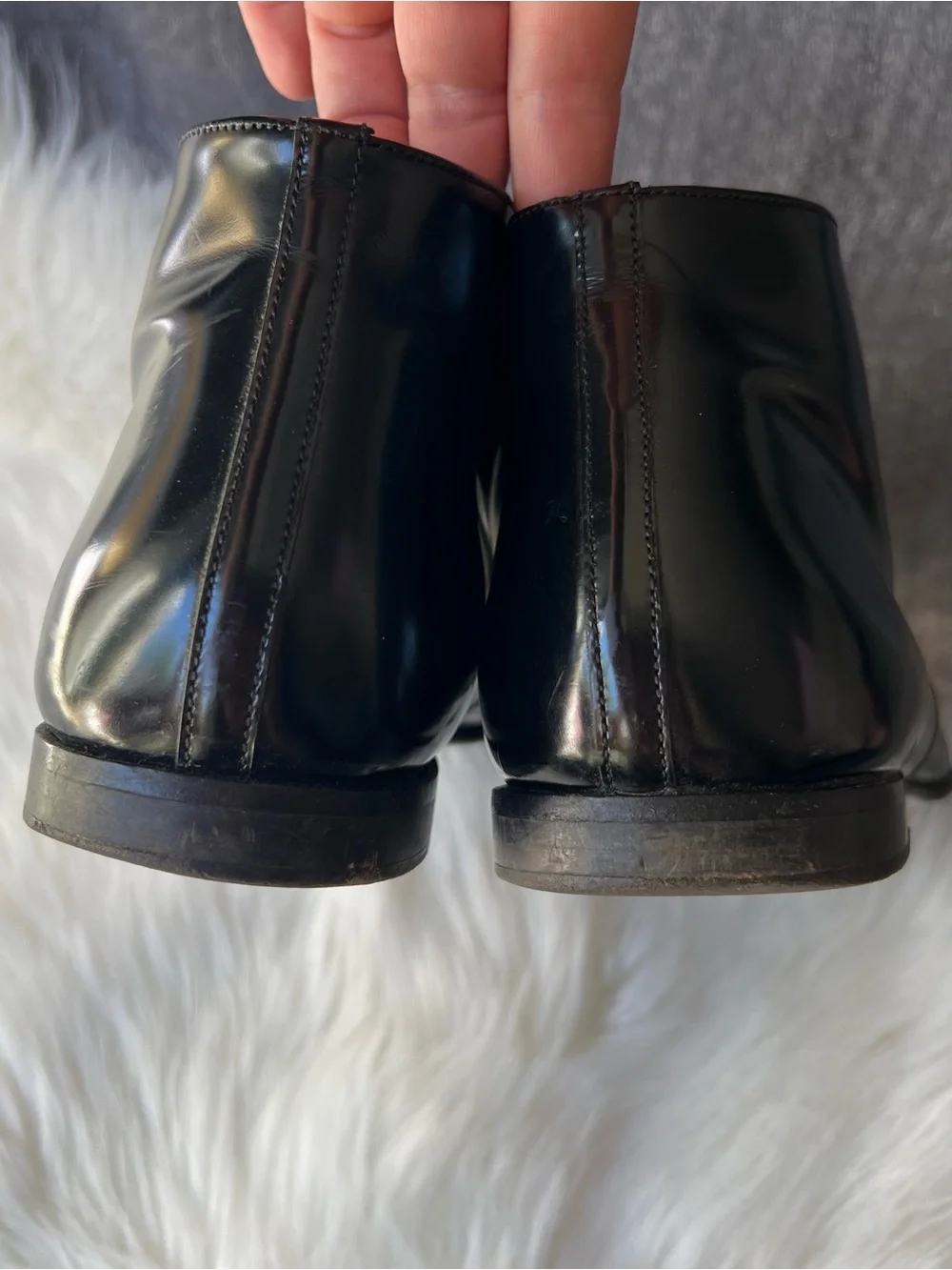 Burberry Leather Ankle Boots Sz 43 US 9.5 Patent Black Leather Lace Up